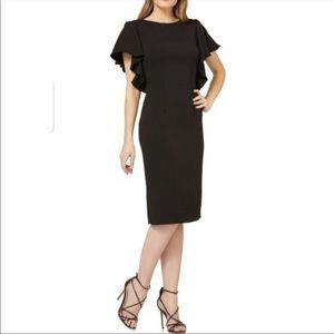 CARMEN MARC VALVO
Flutter-Sleeve Sheath Dress